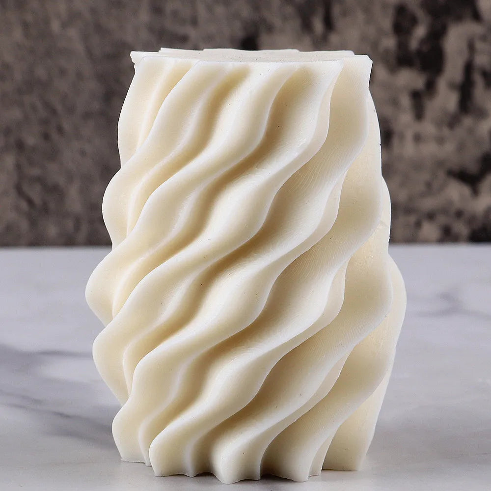Irregular Waved Twirl Spiral Silicone Candle Mold Geometric