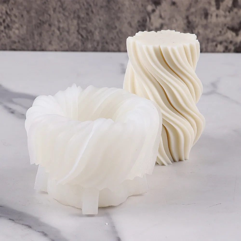 Irregular Waved Twirl Spiral Silicone Candle Mold Geometric