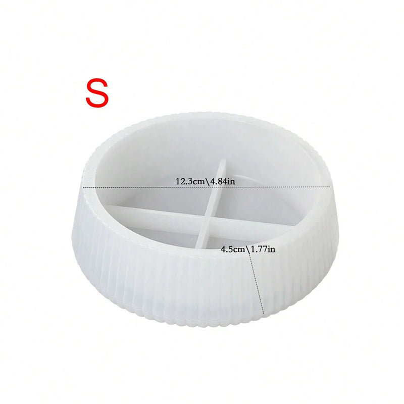 1pc Oversized Round Striped Storage Bowl Silicone Mold