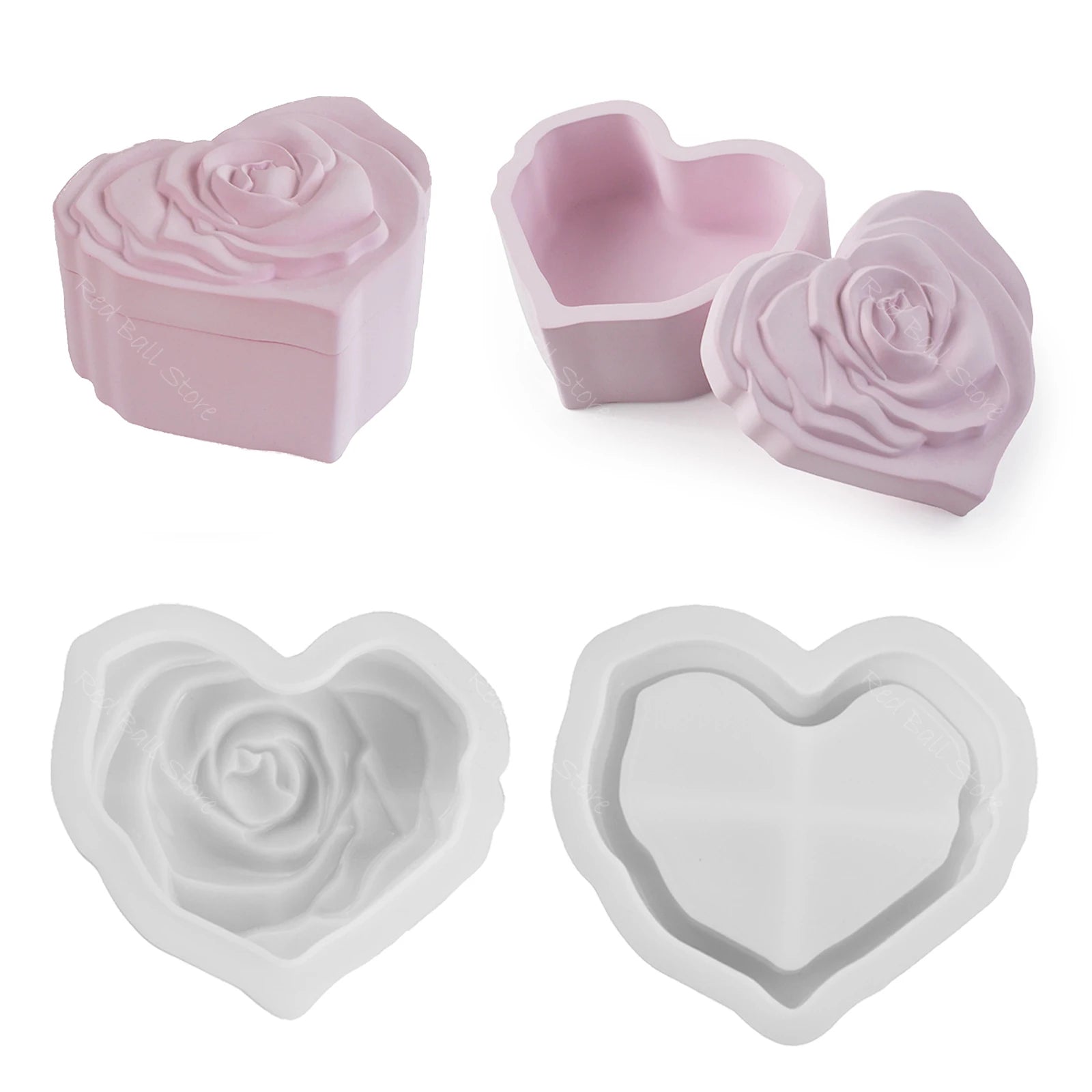 Relief Rose Flower Storage Box Silicone Molds Resin Candle