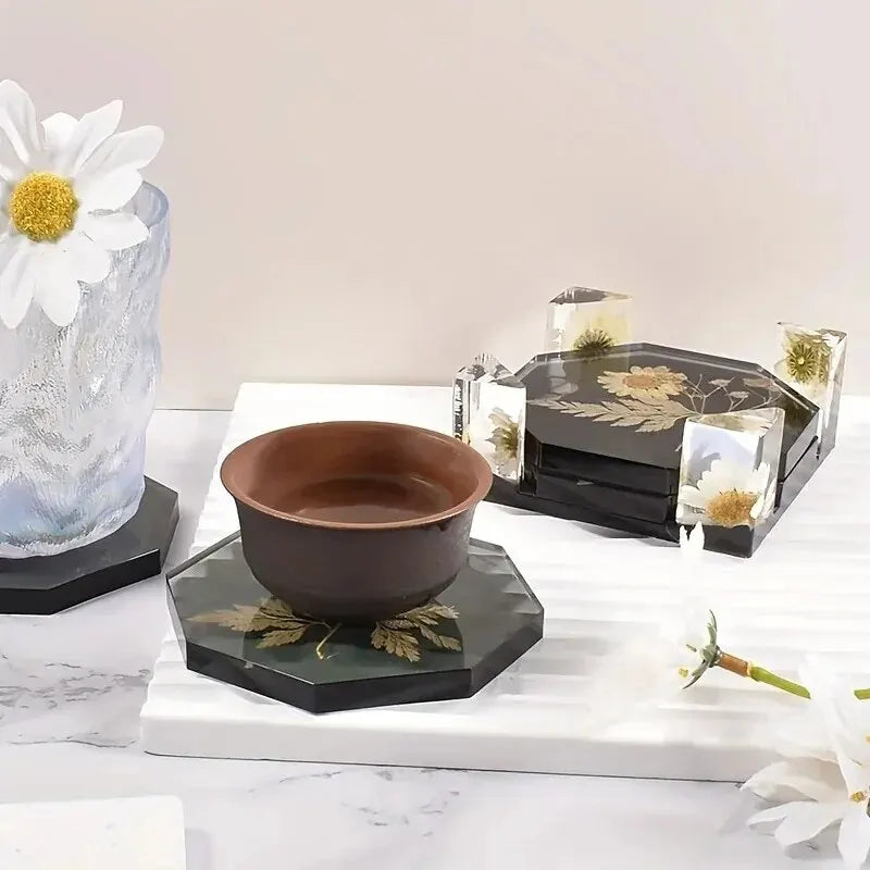 Coaster Resin Molds Set Include 1pc Coaster Storage Box Mold