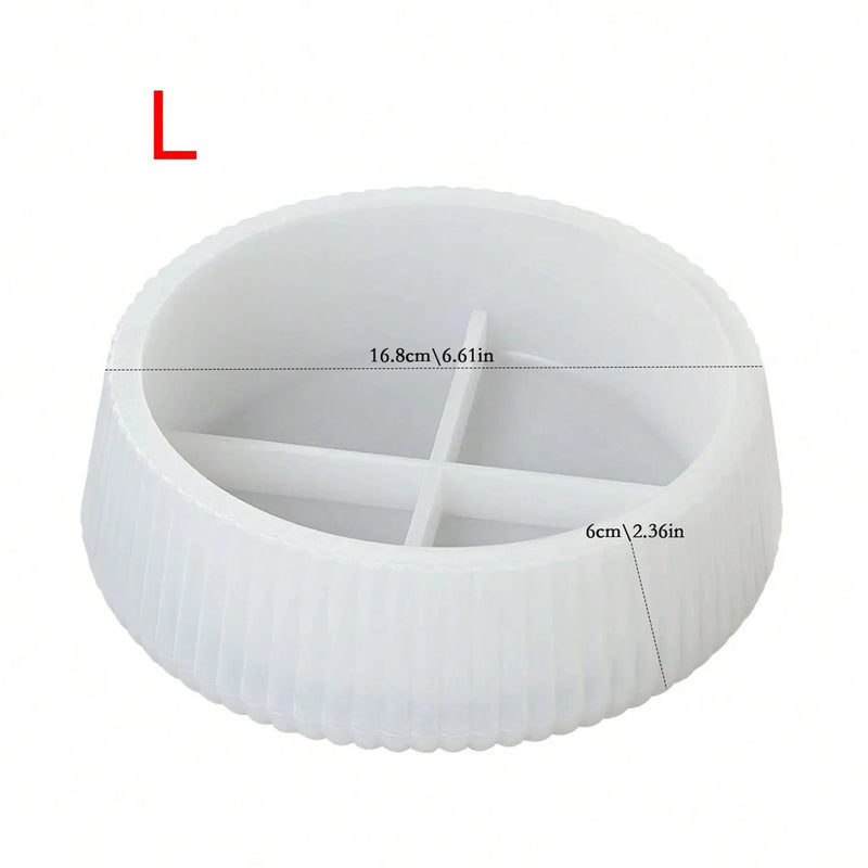 1pc Oversized Round Striped Storage Bowl Silicone Mold
