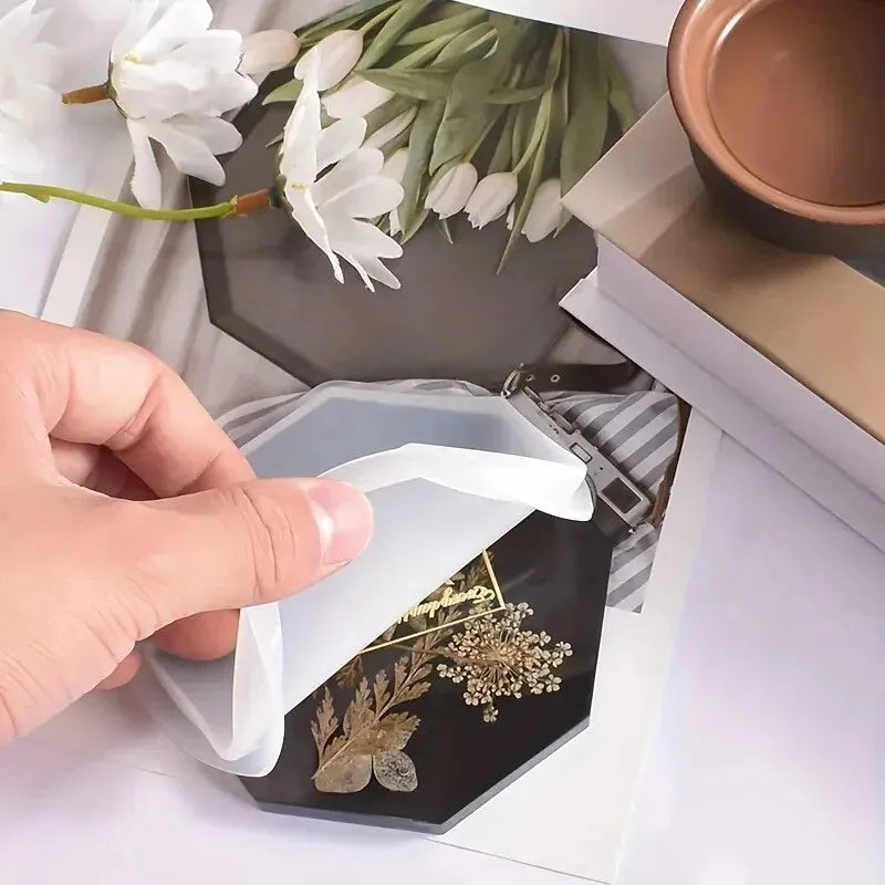 Coaster Resin Molds Set Include 1pc Coaster Storage Box Mold