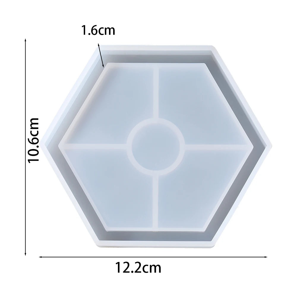 Oval Tray Silicone Mold Hexagon Coaster Epoxy Resin Mould