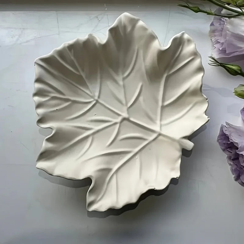 Cream maple leaf tray cast — lifestyle