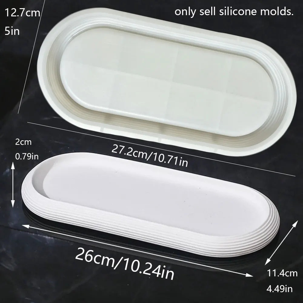Minimalist Striped Oval Tray Silicone Mold