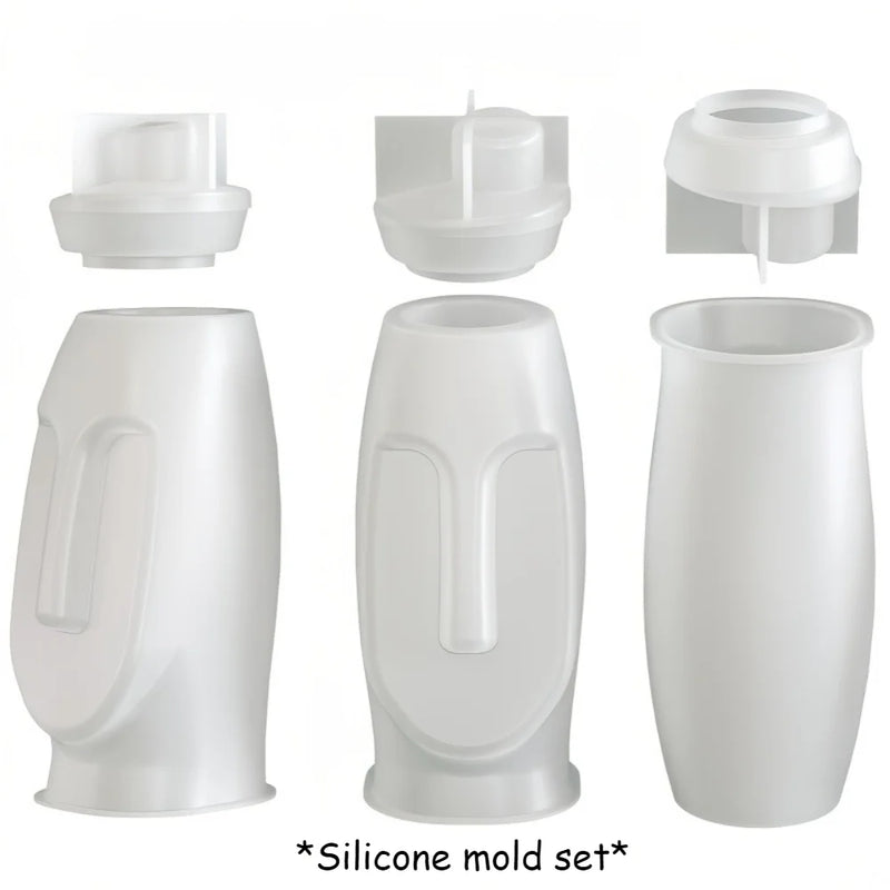 Creative Geometric Face Silicone Mold 2-in-1 Vase Storage