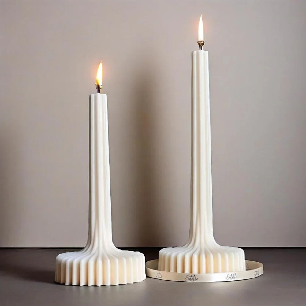 Elegant Stripe Vase Candle Mold Sculptural Pillar Candles