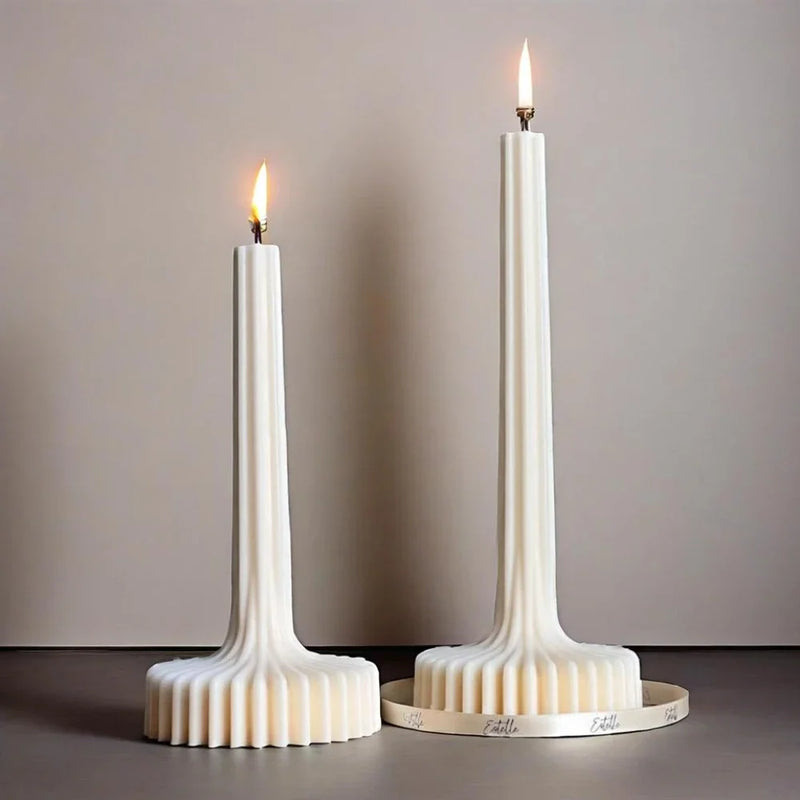 Elegant Stripe Vase Candle Mold Sculptural Pillar Candles
