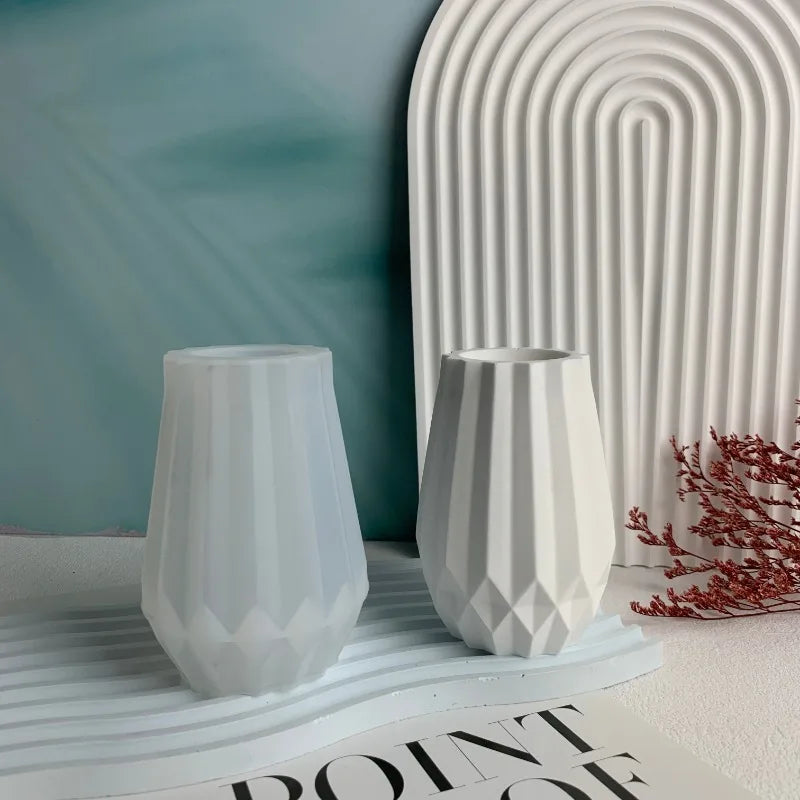 Faceted Vase Silicone Mold Concrete Flower Vase Mold