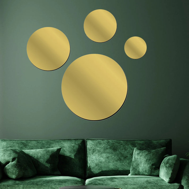 Round Acrylic Mirror Inserts — Pack of 10 (Gold & Silver)