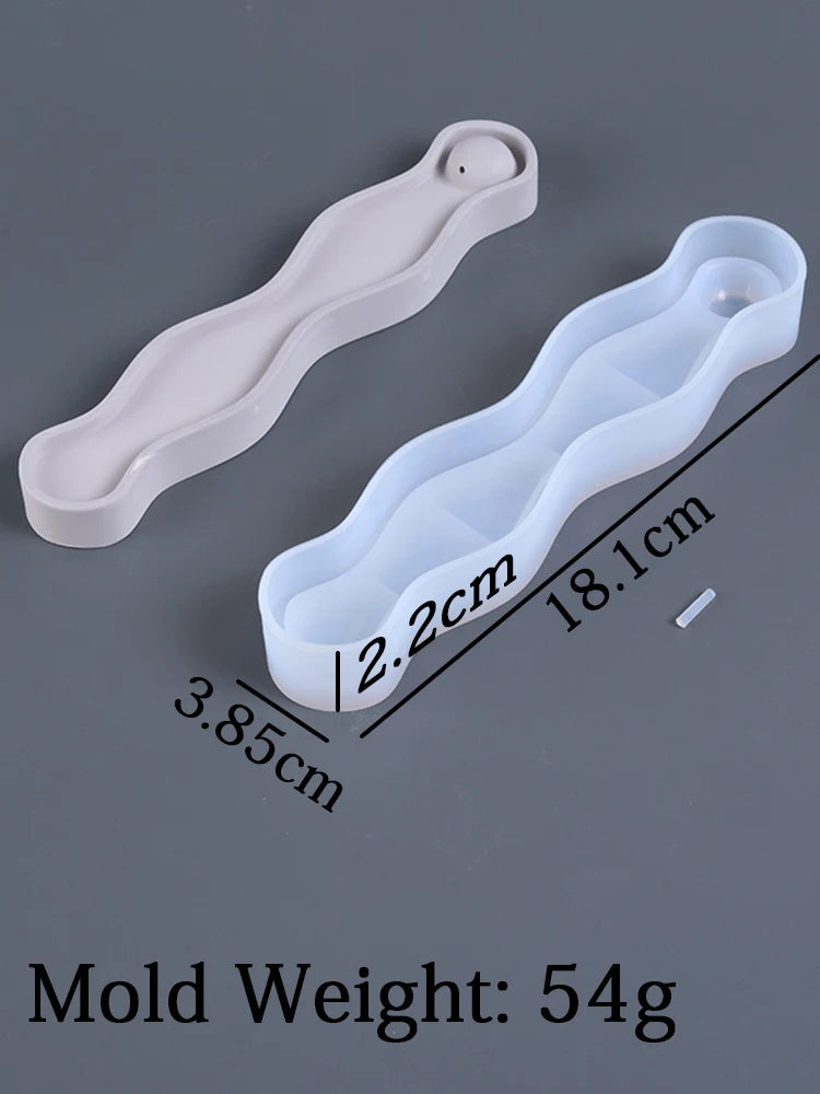 Wave Long Incense Insert Tray Silicone Mold