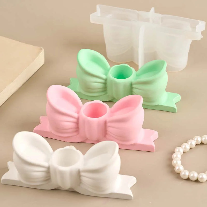 3D Bow Candle Holder Silicone Mold Bowtie Candlestick
