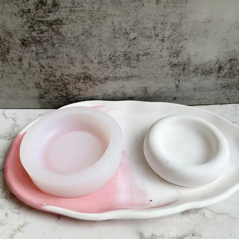 Round Cement Storage Tray Silicone Molds Circular Plaster