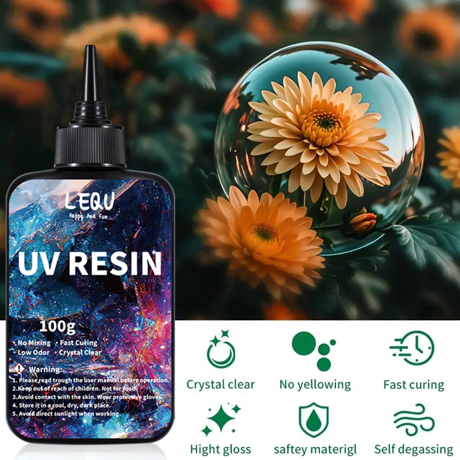 100g UV Resin Clear,Hard,Upgraded Crystal Clear