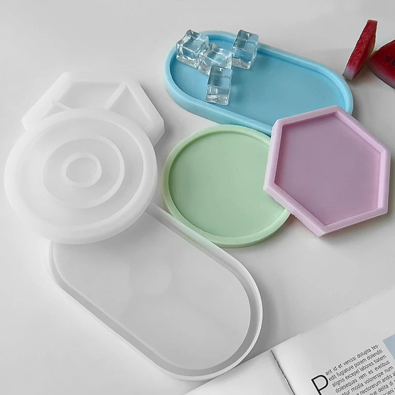 Tray Dish Mold Round Square Rectangle Coaster Silicone Mold