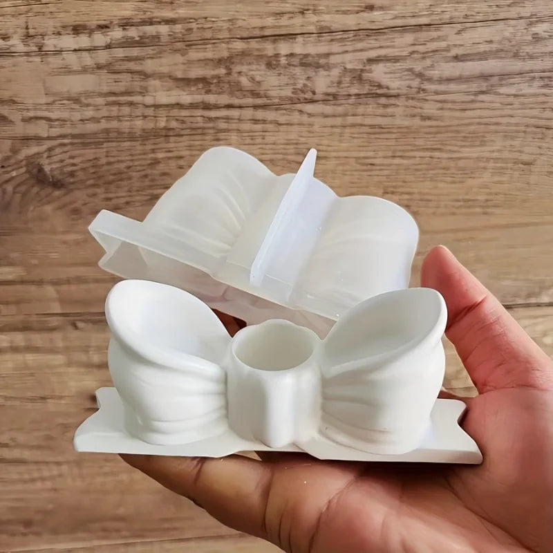 3D Bow Candle Holder Silicone Mold Bowtie Candlestick