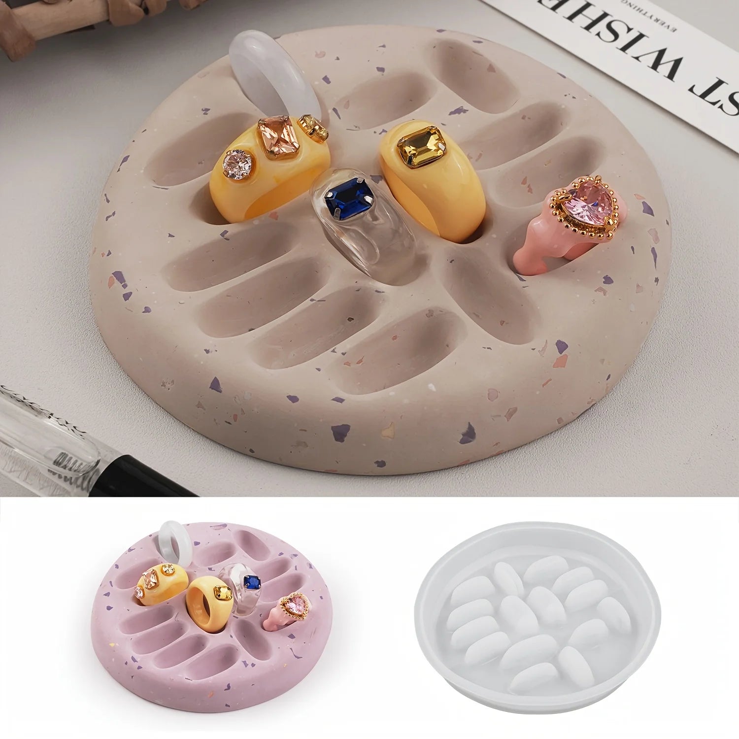 Resin Casting Molds: 1-piece round, irregular-shaped