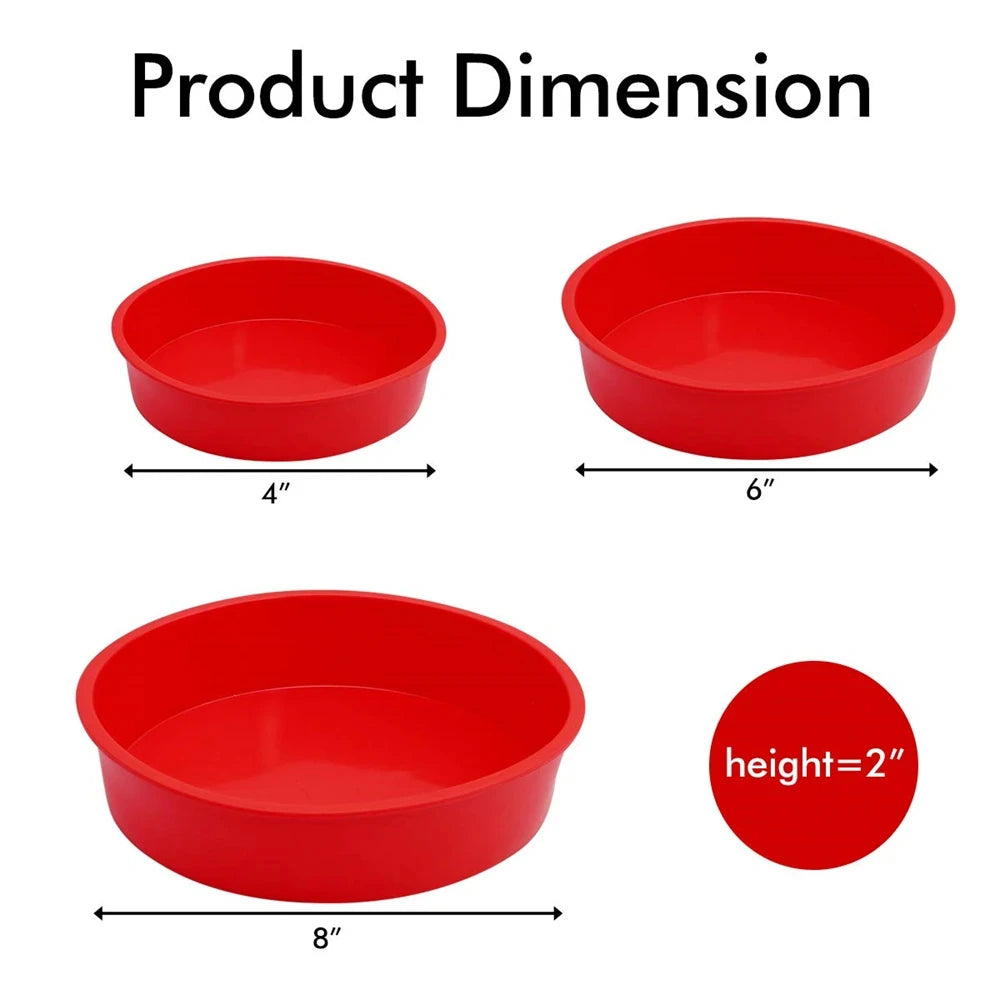 4/6/8inch Silicone Cake Mold Tray Pans Round Baking Mold