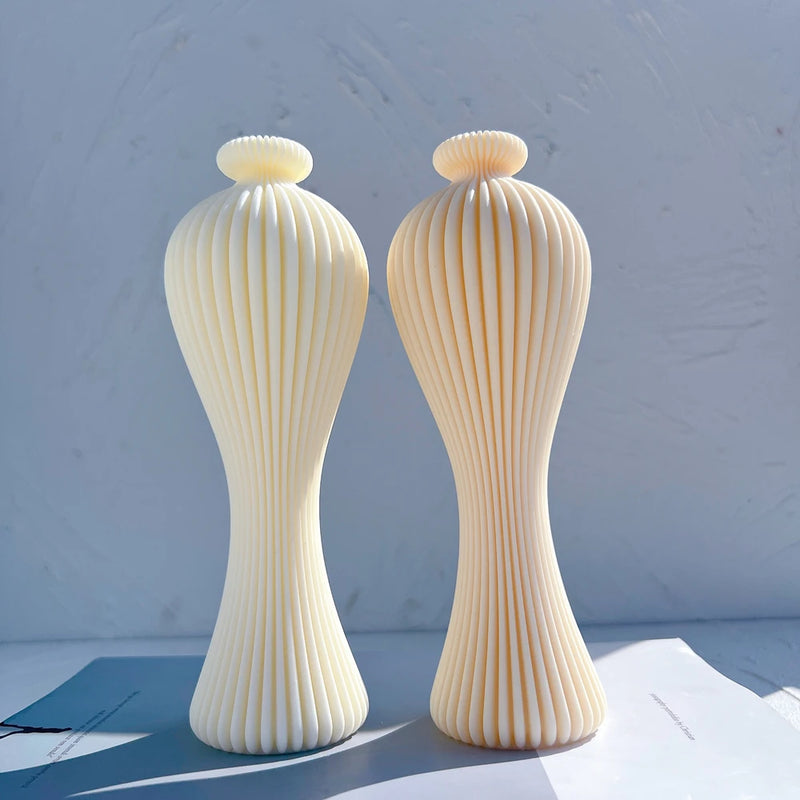Ribbed Vase Candle Mold Aesthetic Silicone Mould Geometric