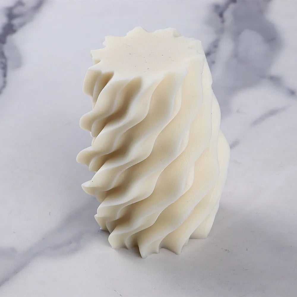 Irregular Waved Twirl Spiral Silicone Candle Mold Geometric