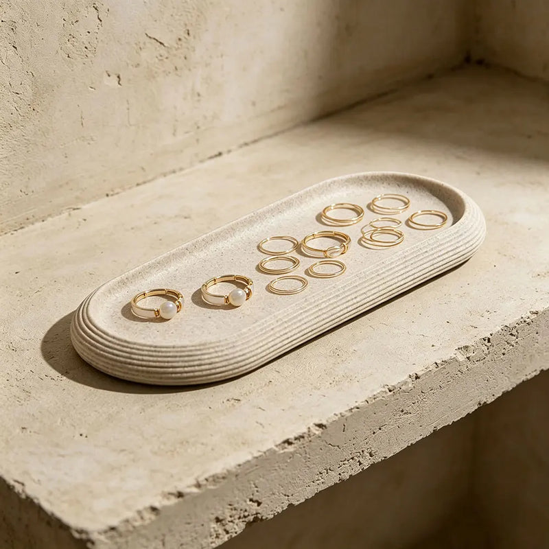 Minimalist Striped Oval Tray Silicone Mold for Concrete