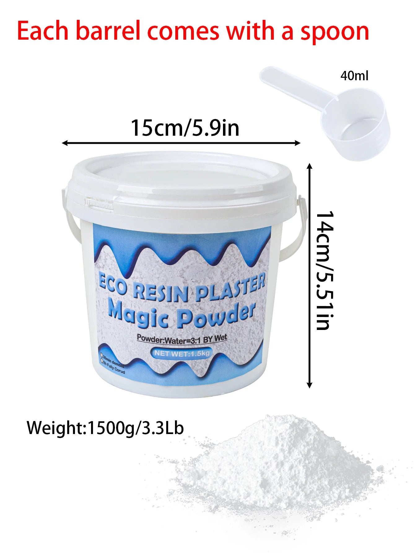 500/1000/1500g Resin Casting Powders High Density White