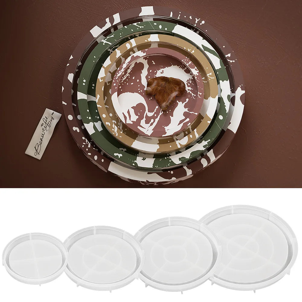 Rolling Tray Mold Resin Large Round Serving Tray Mold with