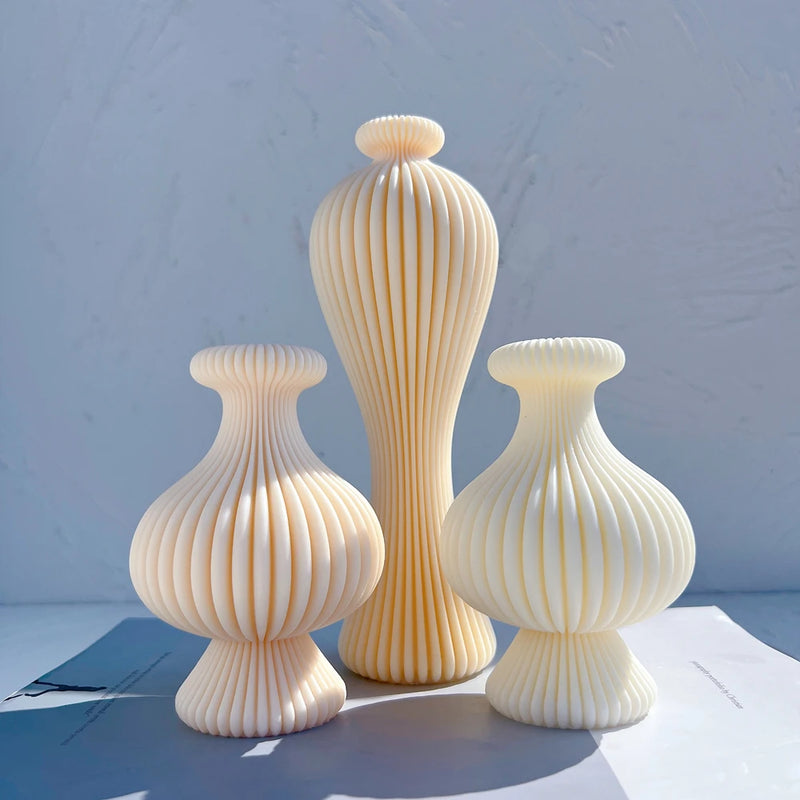 Ribbed Vase Candle Mold Aesthetic Silicone Mould Geometric