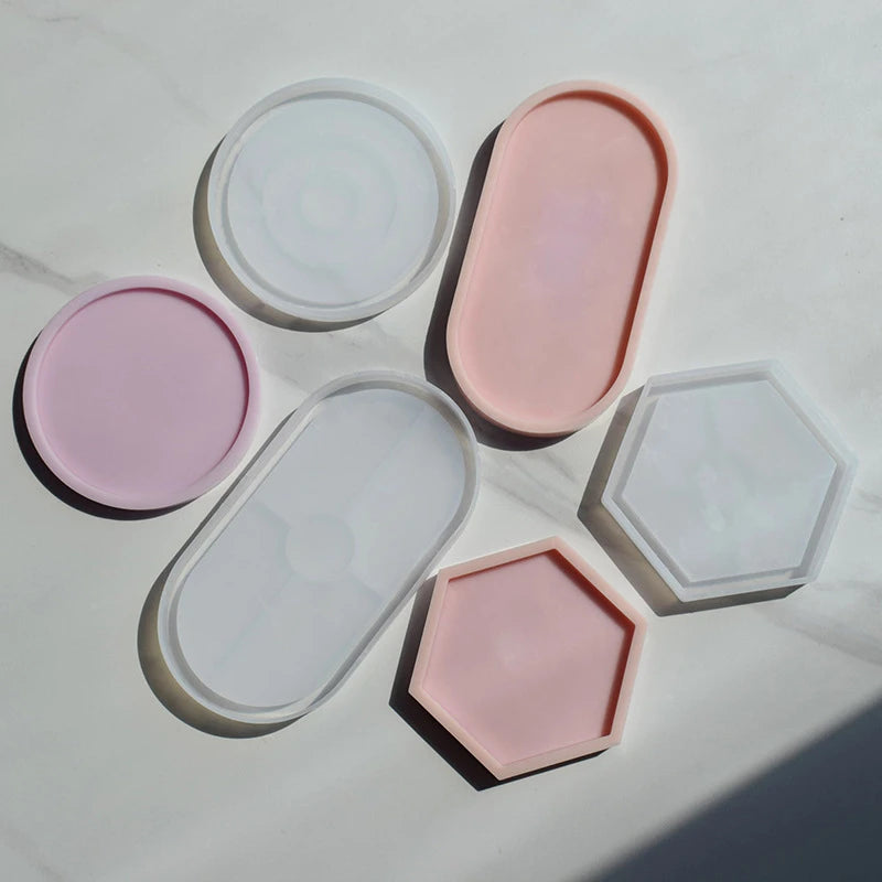 Tray Dish Mold Round Square Rectangle Coaster Silicone Mold