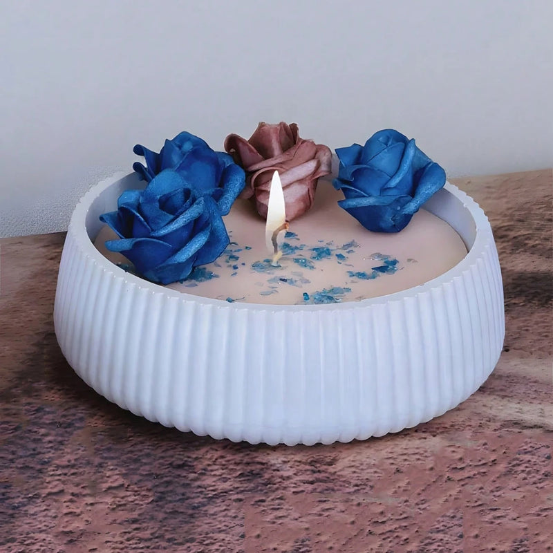 1pc Oversized Round Striped Storage Bowl Silicone Mold