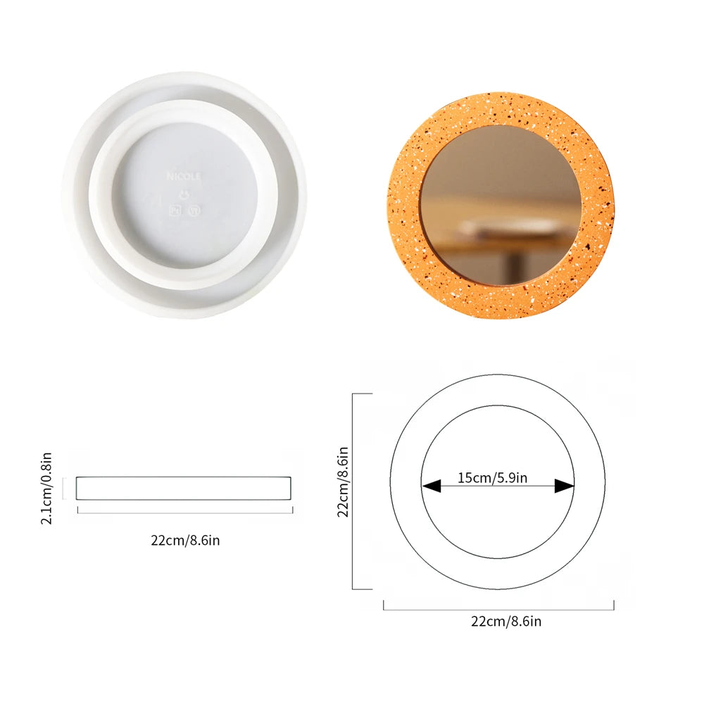 Nicole Circle Mirror Silicone Mold Concrete Casting