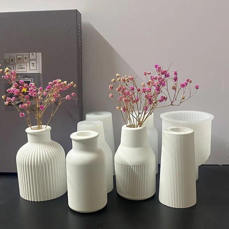 Striped Cylinder Vase Mold