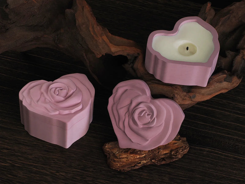 Relief Rose Flower Storage Box Silicone Mold
