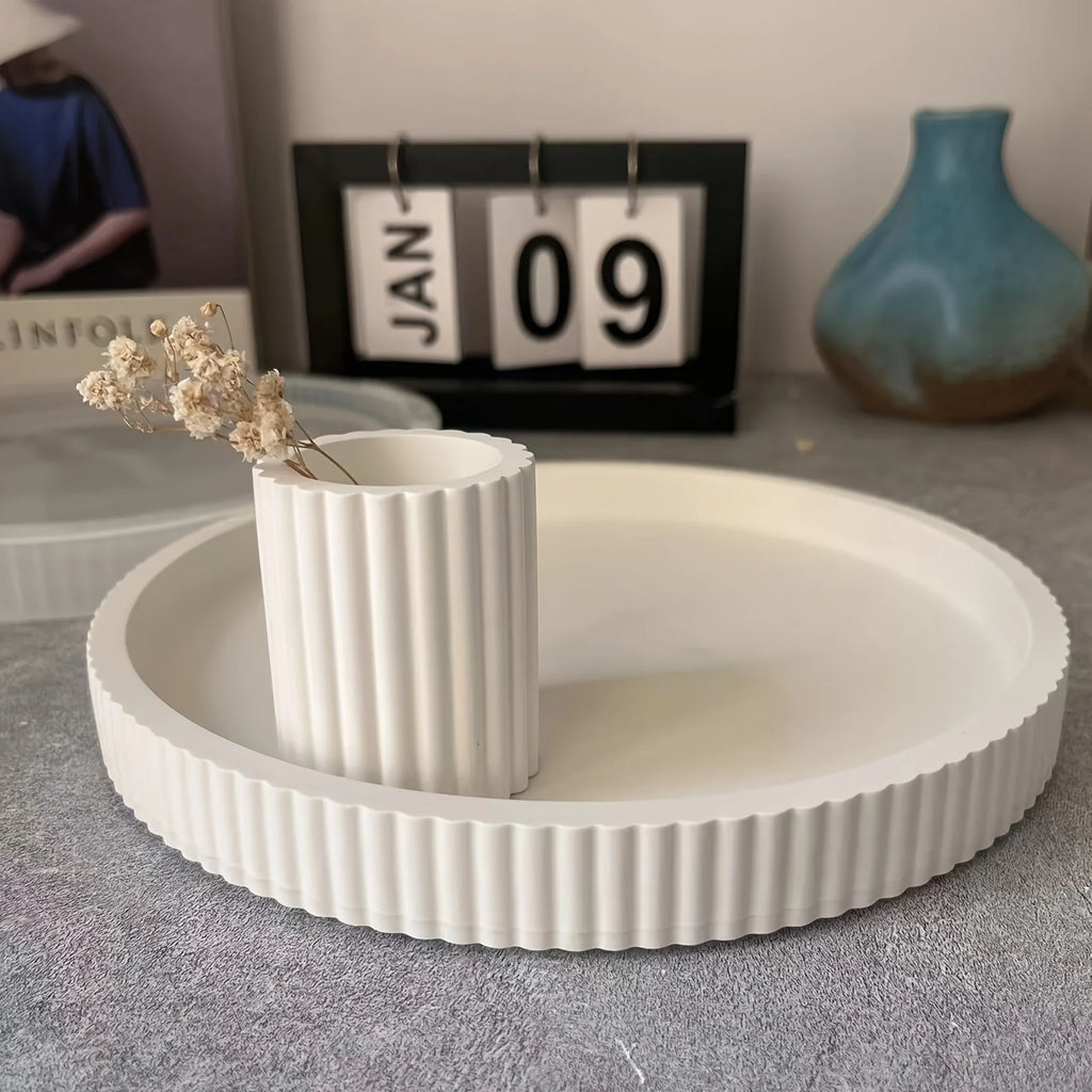 Casting Mold — 1pc Striped Round Tray Decorative Storage Tray