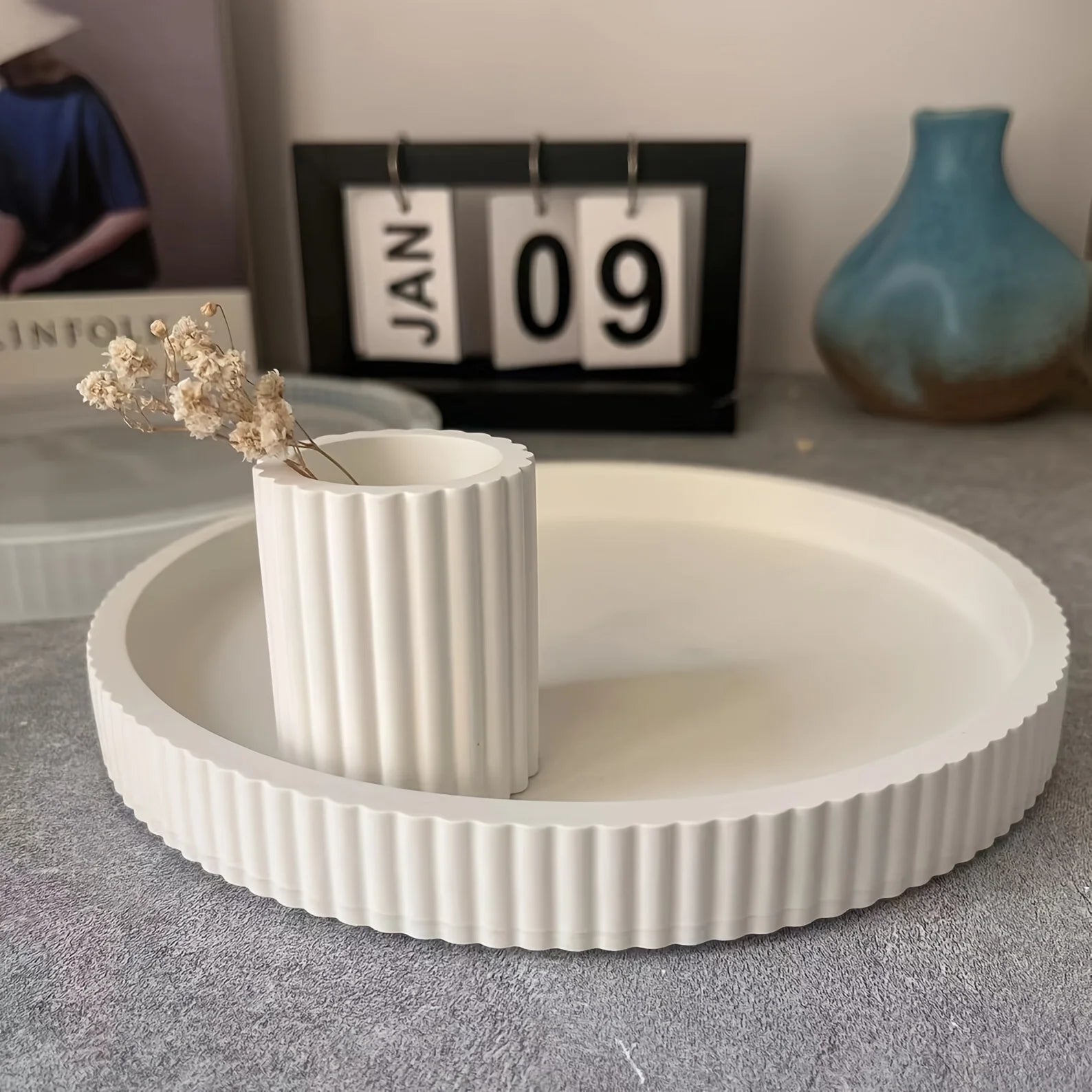 Casting Mold — 1pc Striped Round Tray Decorative Storage Tray