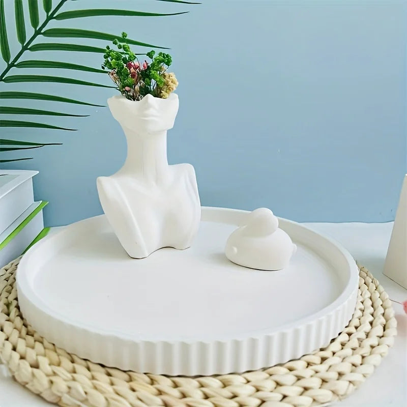 Casting Mold — 1pc Striped Round Tray Decorative Storage Tray