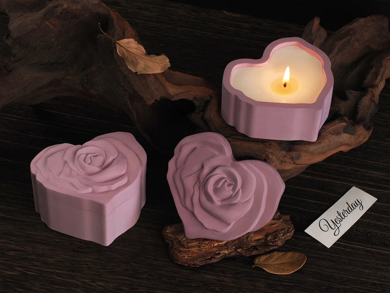 Relief Rose Flower Storage Box Silicone Mold