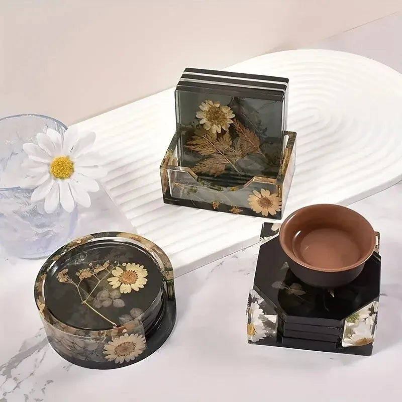 Coaster Resin Molds Set Include 1pc Coaster Storage Box Mold