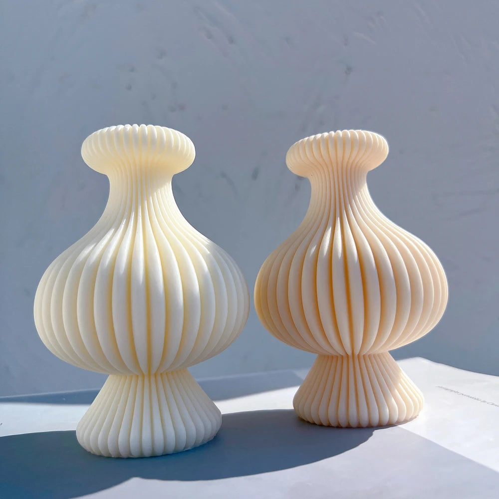 Ribbed Vase Candle Mold Aesthetic Silicone Mould Geometric
