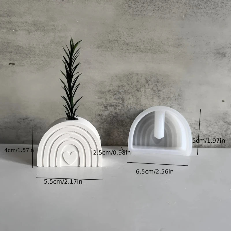 Mini Silicone Vase Molds-Heart,Flower,Rainbow House Shapes