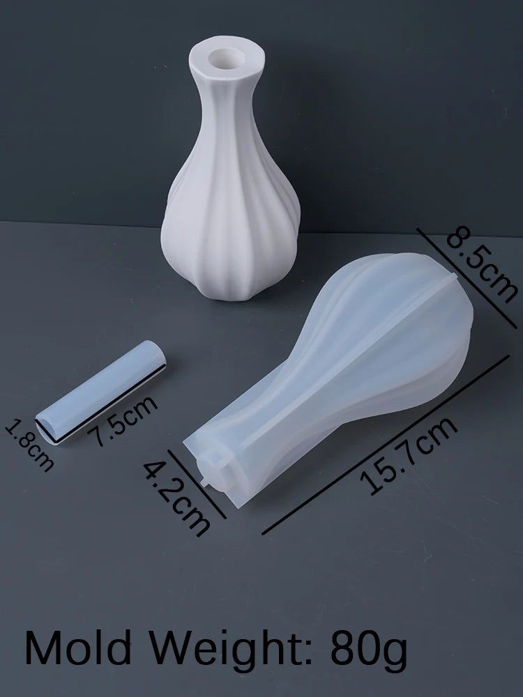Stripe Fine Neck Mouth Vase Silicone Mold Simple Ceramic