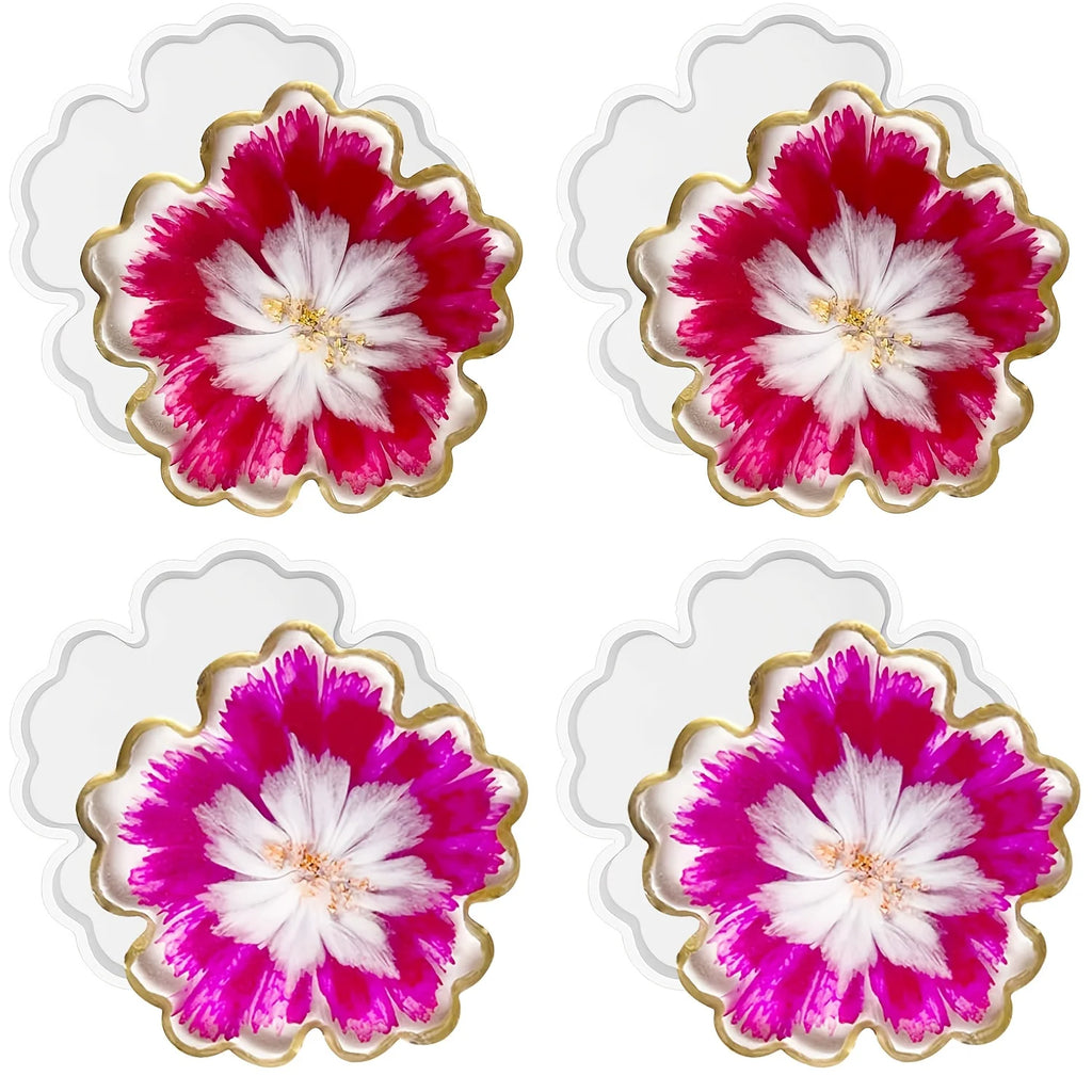 4pc- 4.7-inch flower-shaped coaster resin mold, suitable for