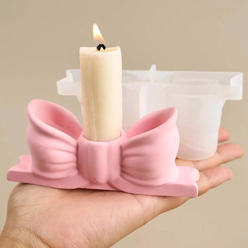 3D Bow Candle Holder Silicone Mold Bowtie Candlestick