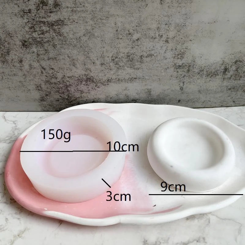 Round Cement Storage Tray Silicone Molds Circular Plaster