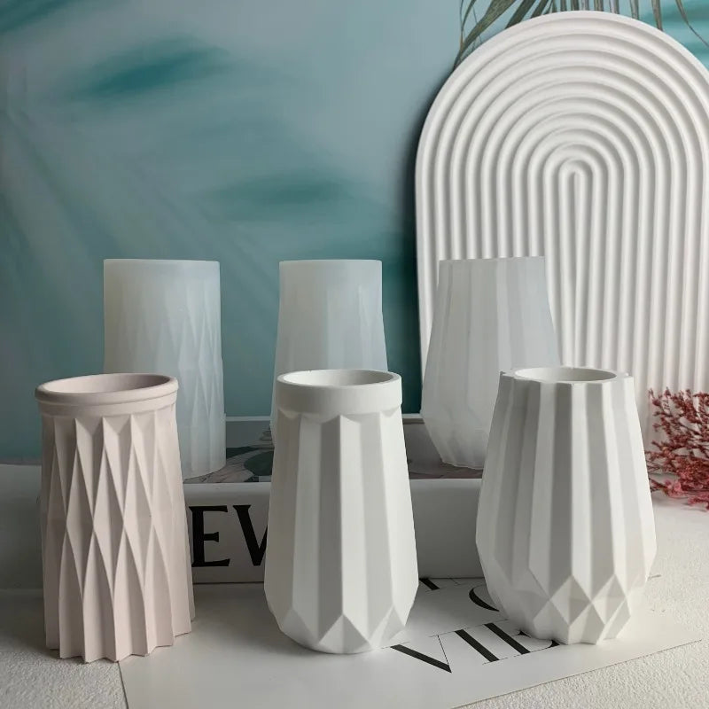 Faceted Vase Silicone Mold Concrete Flower Vase Mold