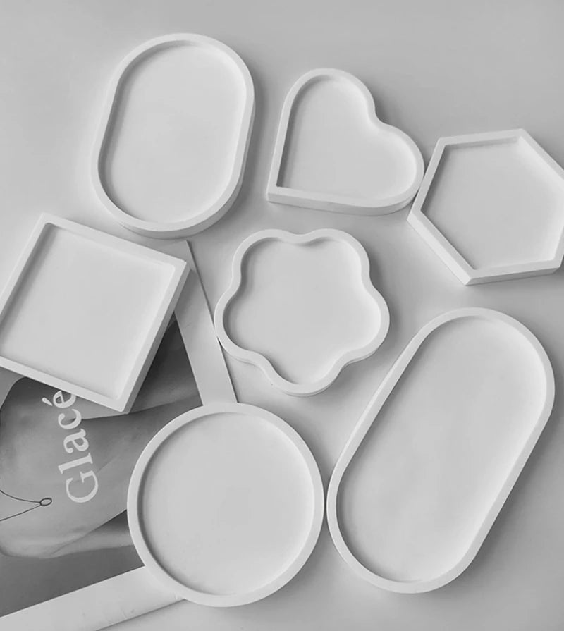 Tray Dish Mold Round Square Rectangle Coaster Silicone Mold