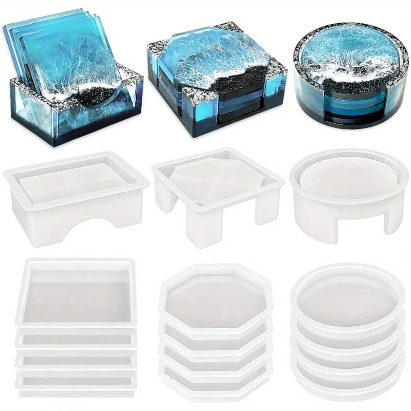 Thick Coaster Mold Set — Square, Octagon & Round (3pc)