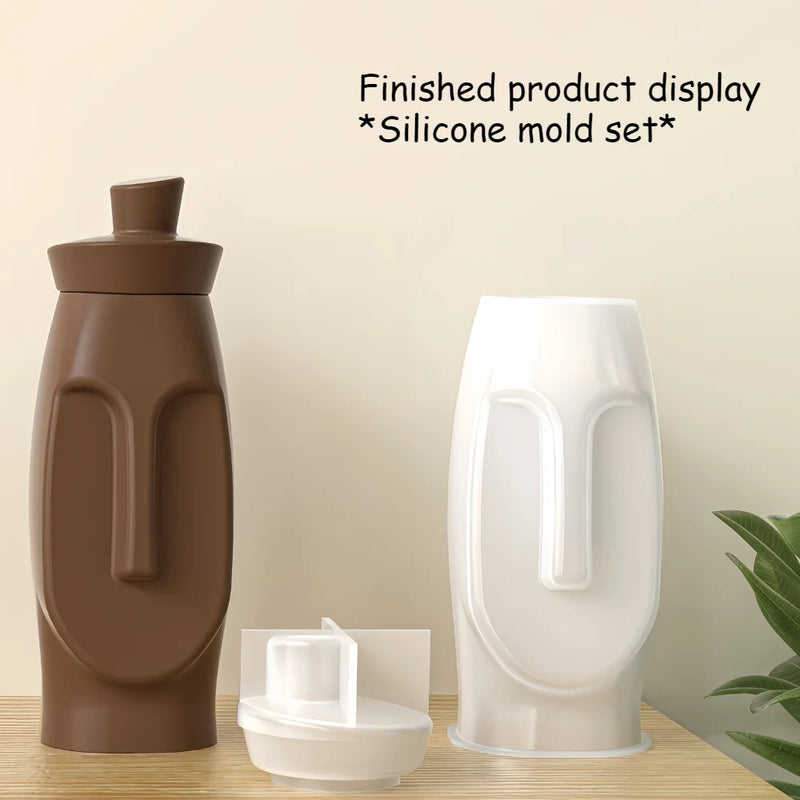 Creative Geometric Face Silicone Mold 2-in-1 Vase Storage