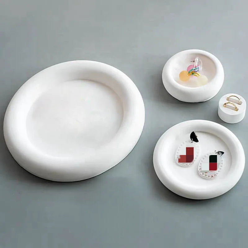 Round Cement Storage Tray Silicone Molds Circular Plaster